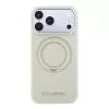 Karl Lagerfeld PU Saffiano gyűrűs állványos MagSafe tok iPhone 18 Pro Max készülékhez bézs