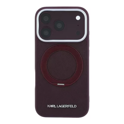 Karl Lagerfeld PU Saffiano Ring Stand MagSafe tok iPhone 18 Pro készülékhez bordó