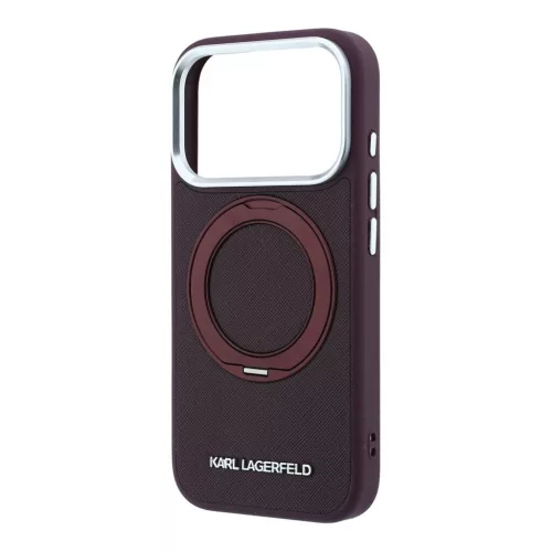 Karl Lagerfeld PU Saffiano Ring Stand MagSafe tok iPhone 18 Pro készülékhez bordó