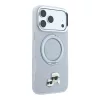 Karl Lagerfeld PU Grained K&CH Heads MagSafe gyűrűs kitámasztó tok iPhone 18 Pro készülékhez szürke