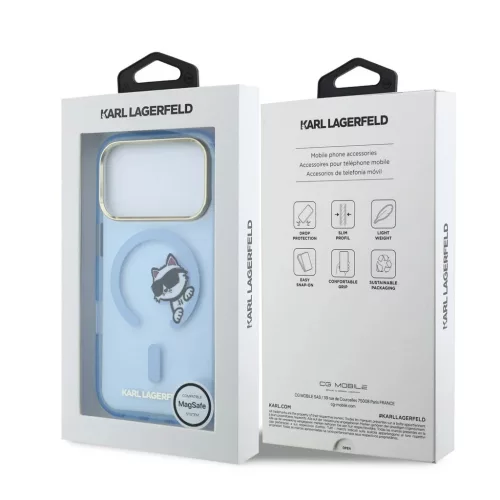 Karl Lagerfeld IML Choupette Peekaboo MagSafe tok iPhone 18 Pro Max készülékhez kék