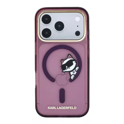 Karl Lagerfeld IML Choupette Peekaboo MagSafe tok iPhone 18 Pro készülékhez bordó