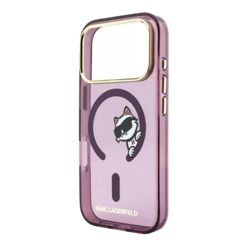 Karl Lagerfeld IML Choupette Peekaboo MagSafe tok iPhone 18 Pro készülékhez bordó