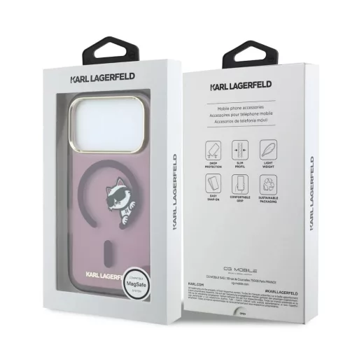 Karl Lagerfeld IML Choupette Peekaboo MagSafe tok iPhone 18 Pro készülékhez bordó