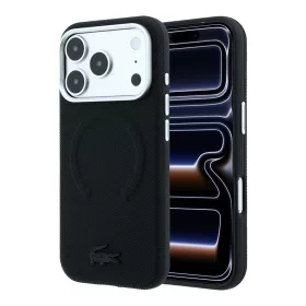   Lacoste PVC Petit Pique Semi Wrap Embossed MagSafe tok iPhone 18 Pro készülékhez fekete
