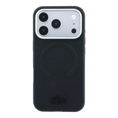 Lacoste PVC Petit Pique Semi Wrap Embossed MagSafe tok iPhone 18 Pro készülékhez fekete