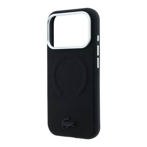 Lacoste PVC Petit Pique Semi Wrap Embossed MagSafe tok iPhone 18 Pro készülékhez fekete