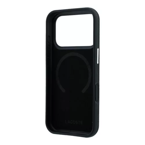 Lacoste PVC Petit Pique Semi Wrap Embossed MagSafe tok iPhone 18 Pro készülékhez fekete
