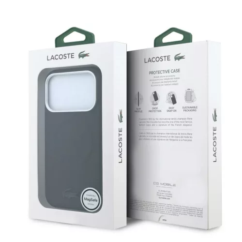 Lacoste PVC Petit Pique Semi Wrap Embossed MagSafe tok iPhone 18 Pro készülékhez fekete