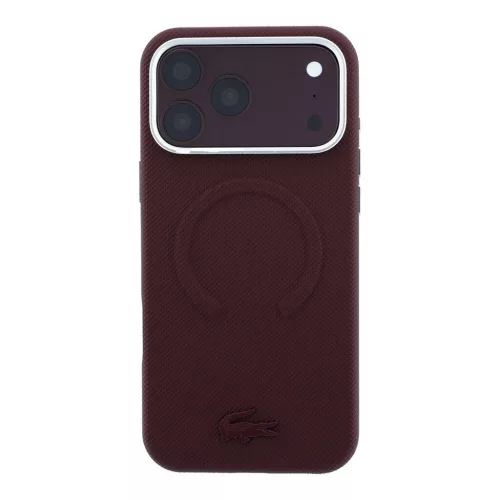 Lacoste PVC Petit Pique Semi Wrap Embossed MagSafe tok iPhone 18 Pro Max készülékhez bordó