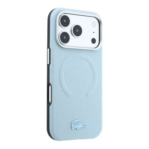 Lacoste PVC Petit Pique Semi Wrap Embossed MagSafe tok iPhone 18 Pro készülékhez kék
