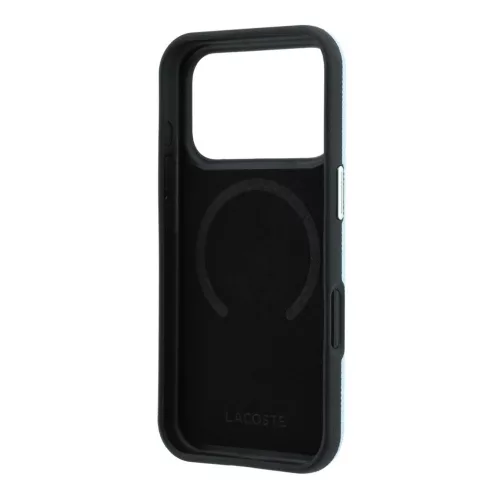 Lacoste PVC Petit Pique Semi Wrap Embossed MagSafe tok iPhone 18 Pro készülékhez kék
