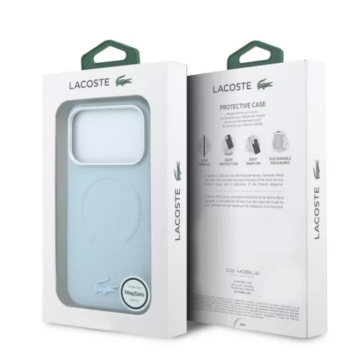 Lacoste PVC Petit Pique Semi Wrap Embossed MagSafe tok iPhone 18 Pro készülékhez kék