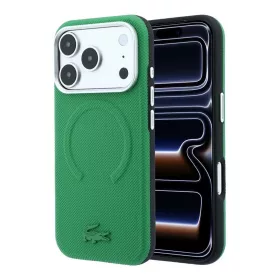   Lacoste PVC Petit Pique Semi Wrap Embossed MagSafe tok iPhone 18 Pro készülékhez tárkony