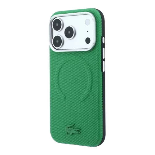 Lacoste PVC Petit Pique Semi Wrap Embossed MagSafe tok iPhone 18 Pro készülékhez tárkony