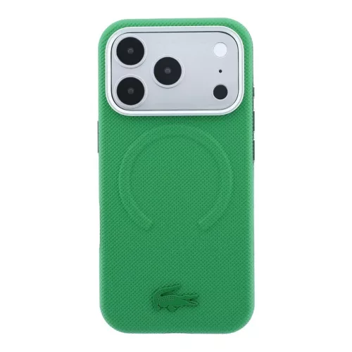 Lacoste PVC Petit Pique Semi Wrap Embossed MagSafe tok iPhone 18 Pro készülékhez tárkony