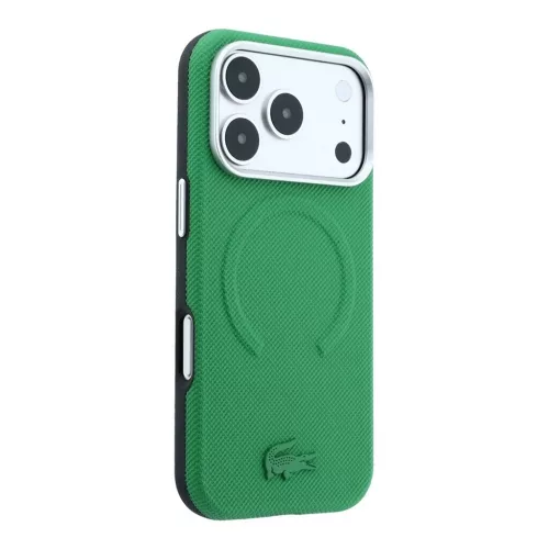 Lacoste PVC Petit Pique Semi Wrap Embossed MagSafe tok iPhone 18 Pro készülékhez tárkony