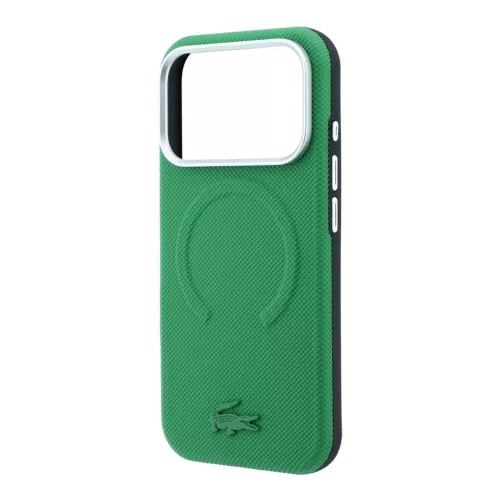 Lacoste PVC Petit Pique Semi Wrap Embossed MagSafe tok iPhone 18 Pro készülékhez tárkony