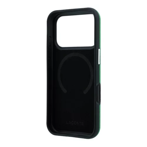 Lacoste PVC Petit Pique Semi Wrap Embossed MagSafe tok iPhone 18 Pro készülékhez tárkony