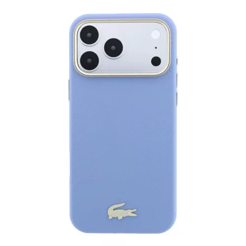 Lacoste PU-bőr Champs Elysees Gold Logo MagSafe tok iPhone 18 Pro Max készülékhez kék