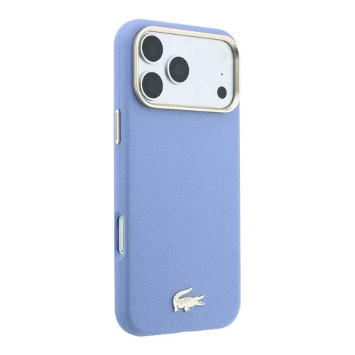 Lacoste PU-bőr Champs Elysees Gold Logo MagSafe tok iPhone 18 Pro Max készülékhez kék