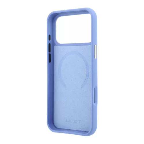 Lacoste PU-bőr Champs Elysees Gold Logo MagSafe tok iPhone 18 Pro Max készülékhez kék