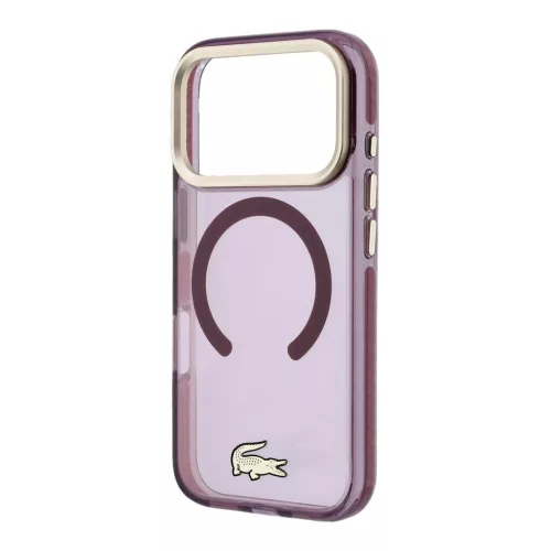 Lacoste PC/TPU Frosted Finish arany logós MagSafe tok iPhone 18 Pro készülékhez bordó