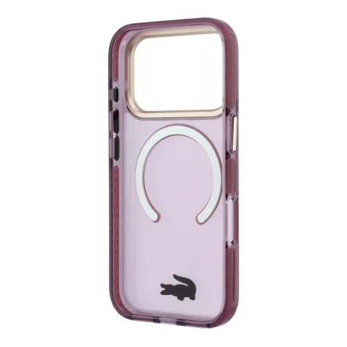 Lacoste PC/TPU Frosted Finish arany logós MagSafe tok iPhone 18 Pro készülékhez bordó