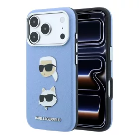   Karl Lagerfeld PU Semi Wrap Saffiano K&CH Heads tok iPhone 18 Pro készülékhez kék