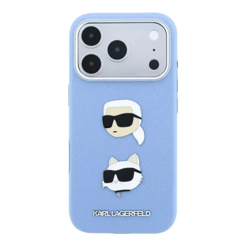 Karl Lagerfeld PU Semi Wrap Saffiano K&CH Heads tok iPhone 18 Pro készülékhez kék