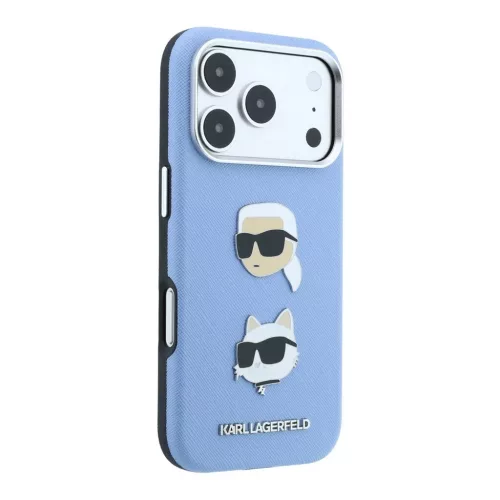 Karl Lagerfeld PU Semi Wrap Saffiano K&CH Heads tok iPhone 18 Pro készülékhez kék