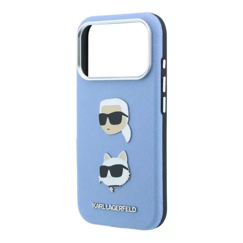 Karl Lagerfeld PU Semi Wrap Saffiano K&CH Heads tok iPhone 18 Pro készülékhez kék