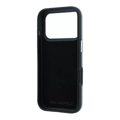 Karl Lagerfeld PU Semi Wrap Saffiano K&CH Heads tok iPhone 18 Pro készülékhez szürke