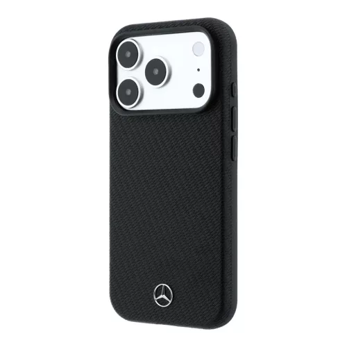 Mercedes PU-bőr és fa félborítású MagSafe tok iPhone 18 Pro készülékhez fekete