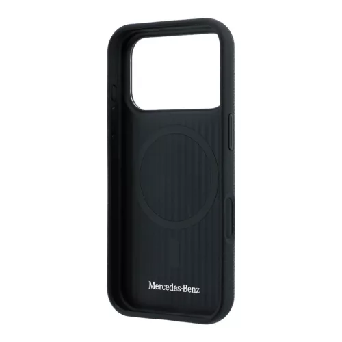Mercedes PU-bőr és fa félborítású MagSafe tok iPhone 18 Pro készülékhez fekete
