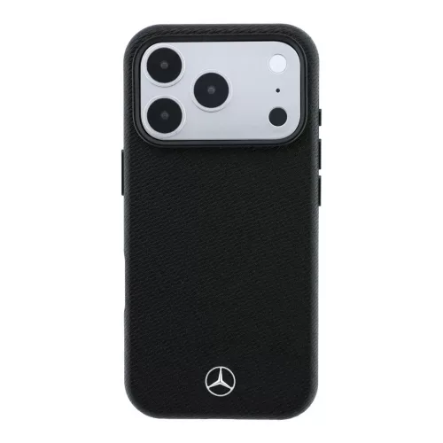 Mercedes PU-bőr és fa félig körbefutó MagSafe tok iPhone 18 Pro Max készülékhez fekete