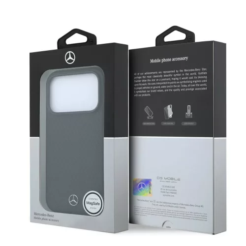 Mercedes PU-bőr és fa félig körbefutó MagSafe tok iPhone 18 Pro Max készülékhez fekete