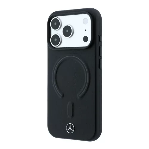 Mercedes műbőr 3D MagSafe tok iPhone 18 Pro készülékhez fekete/ántracit