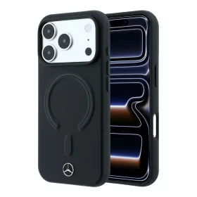   Mercedes PU-bőr 3D MagSafe tok iPhone 18 Pro Max készülékhez fekete/antracit
