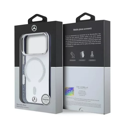 Mercedes PC/TPU Star Pattern MagSafe tok iPhone 18 Pro Max készülékhez átlátszó/fekete