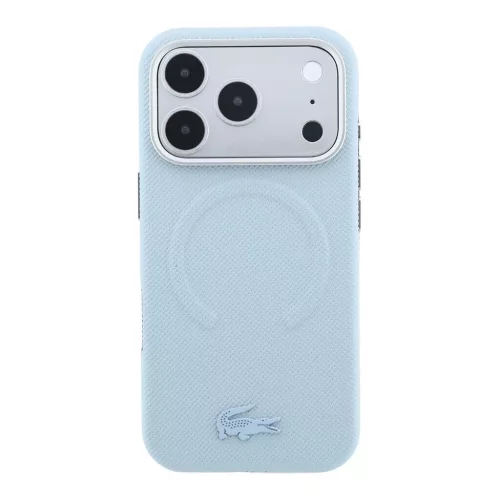 Lacoste PVC Petit Pique dombornyomott, félig körbefogó MagSafe tok iPhone 18 Pro Max készülékhez kék