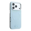 Lacoste PVC Petit Pique dombornyomott, félig körbefogó MagSafe tok iPhone 18 Pro Max készülékhez kék