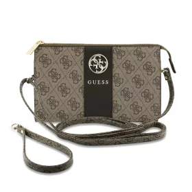 Guess 4G Stripe PU műbőr fém logós táska barna