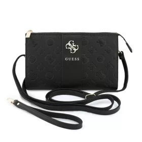 Guess 4G Peony Stripe műbőr fém logós kézitáska fekete