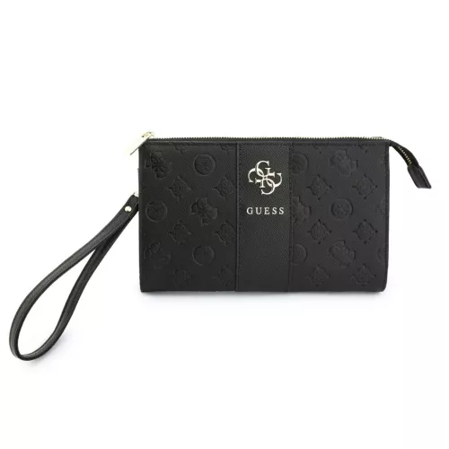 Guess 4G Peony Stripe műbőr fém logós kézitáska fekete