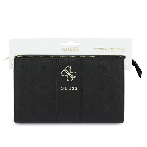 Guess 4G Peony Stripe műbőr fém logós kézitáska fekete