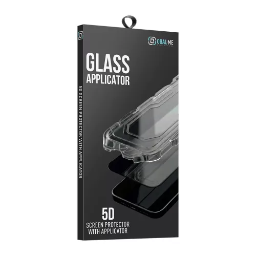 OBAL:ME 5D üveg kijelzővédő applikátorral Apple iPhone 13/13 Pro/14/16e/17e készülékhez fekete